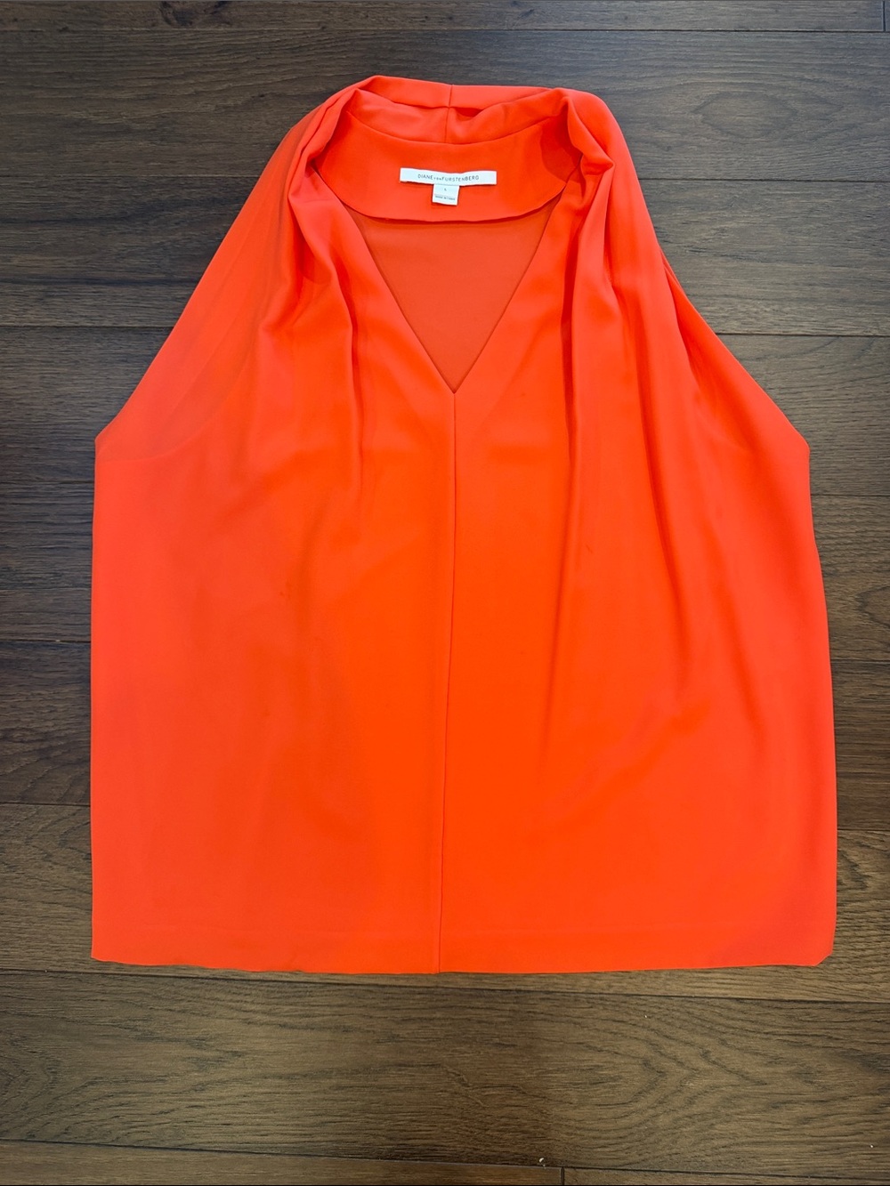Diane Von Furstenberg Reagan Tank Top Blouse Bright Coral Size Large - C47-025